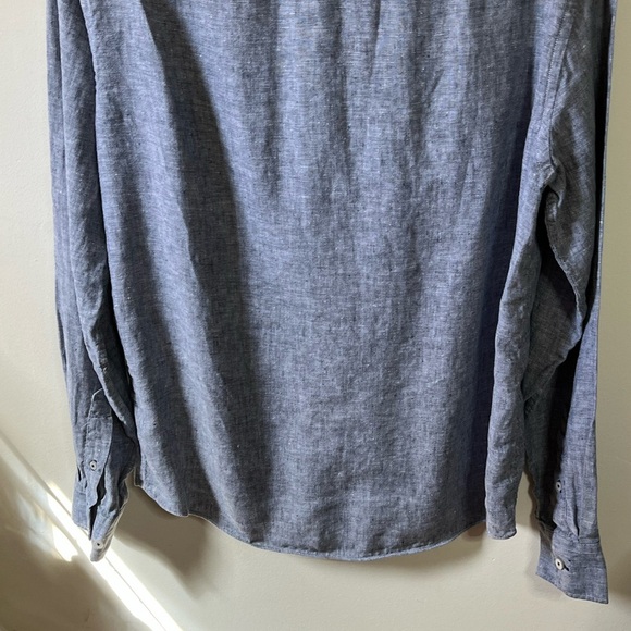 Untuckit SlimFit Blue Linen Shirt Sz Large - Picture 7 of 11